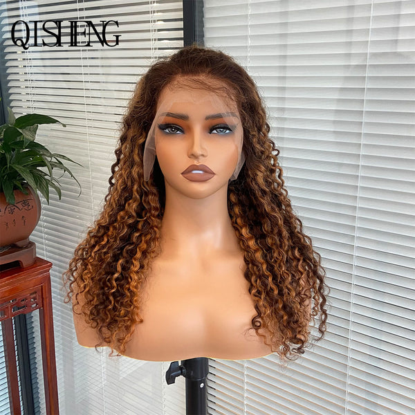 Qisheng 13x4 Front Lace 100% Human Hair Jerry Curly Wig