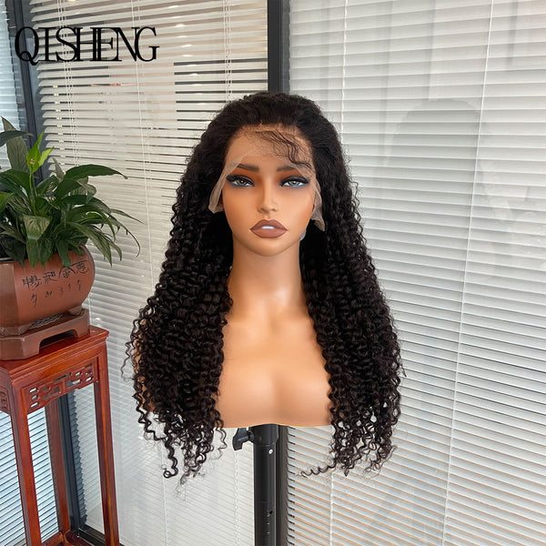 Qisheng 13x4 Front Lace 100% Human Hair Kinky Curly Wig