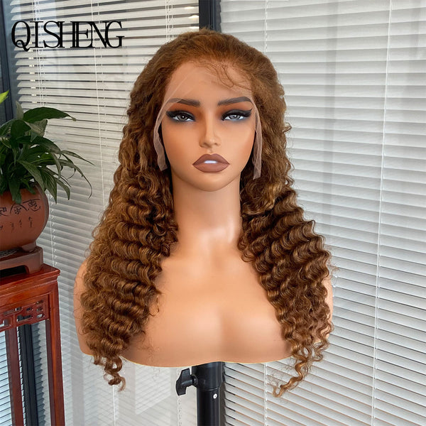 Qisheng 13x4 Front Lace 100% Human Hair Deep Wave Wig