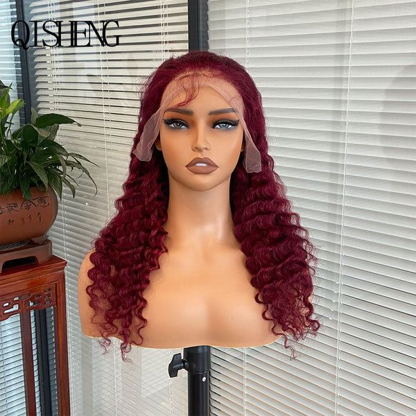 Qisheng 13x4 Front Lace 100% Human Hair Deep Wave Wig