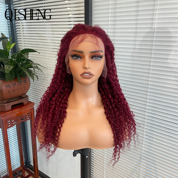 Qisheng 13x4 Front Lace 100% Human Hair Jerry Curly Wig