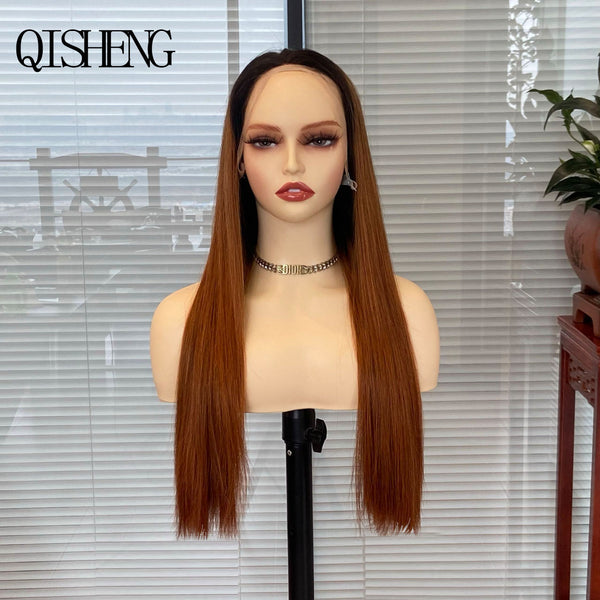 Qisheng 13x4 Front Lace 100% Human Hair Straight Hiar Wig