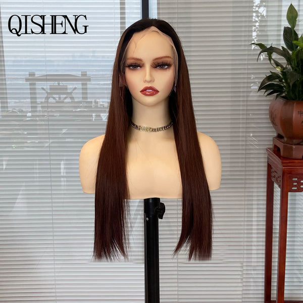 Qisheng 13x4 Front Lace 100% Human Hair Straight Hiar Wig