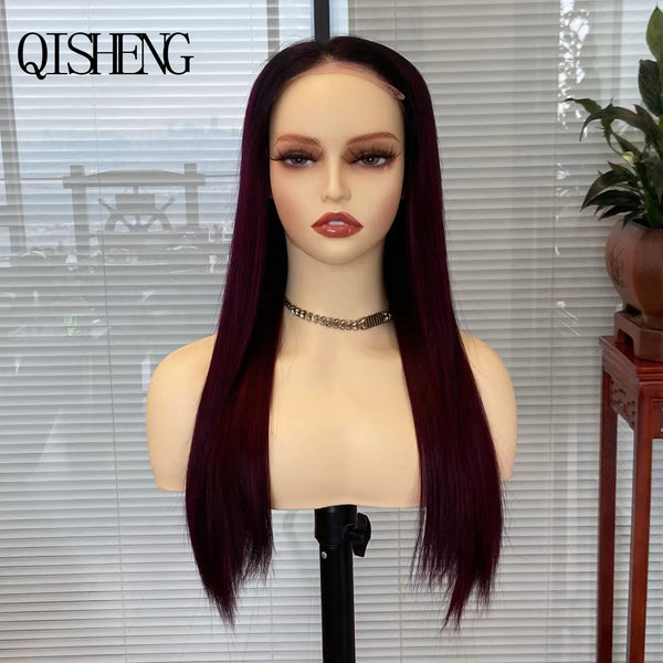 Qisheng 13x4 Front Lace 100% Human Hair Straight Hiar Wig