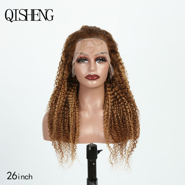 Qisheng 13x4 Front Lace 100% Human Hair Kinky Curly Wig