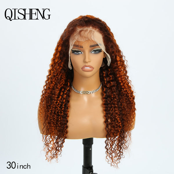 Qisheng 13x4 Front Lace 100% Human Hair Jerry Curly Wig